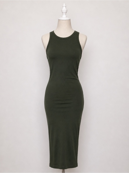 H&M Dresses & Skirts - H&M Basic Bodycon Midi/ Maxi Dress – Dark Olive Green – Size XS